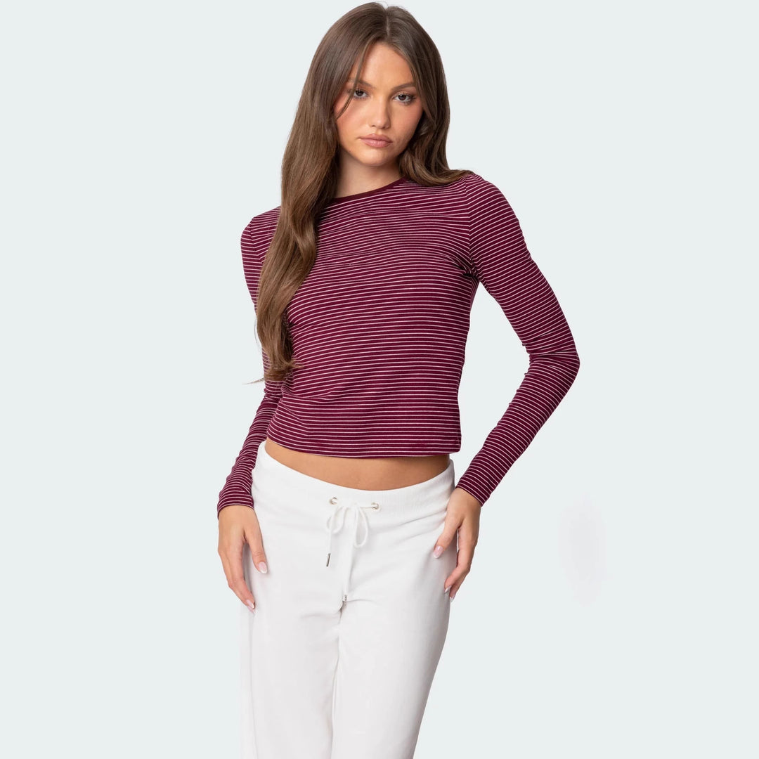 Damen Langarmshirt mit bequemen Schnitt und feinen Streifen Echo Archiv