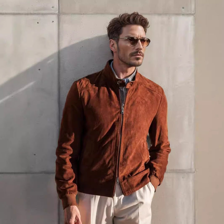 Herren elegante Wildleder-Bikerjacke Echoarchiv