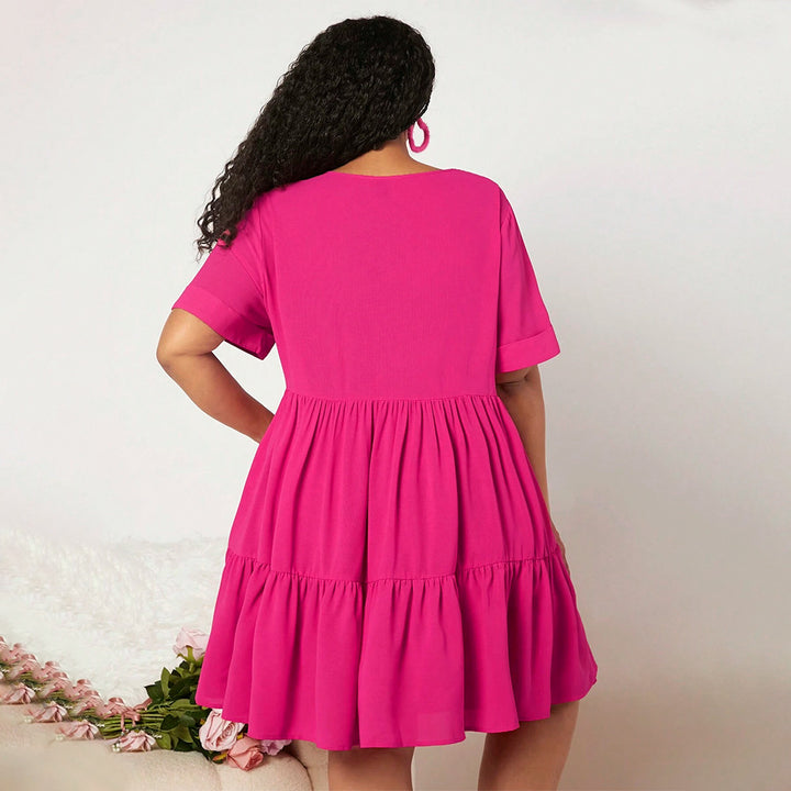 Damen lässiges Sommerkleid mit V-Ausschnitt und schwingendem Saum Echo Archiv