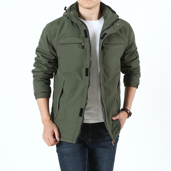 Herren Leichter Softshell-Parka mit Fleecegefütterter Kapuze und Multifunktions‑Taschen Echoarchiv