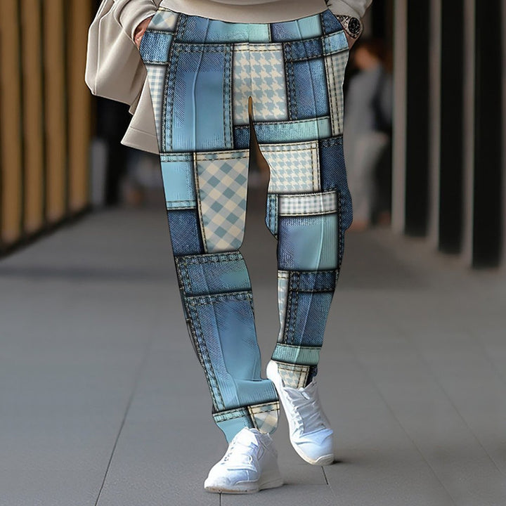 Herren Cargo-Hose mit modischem Patchwork-Design und elastischem Bund Echoarchiv
