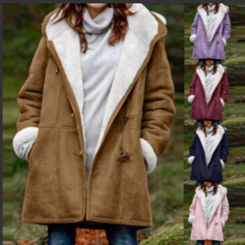 Damen Kapuzen-Dufflecoat mit Kunstfellbesatz und KnEchoarchivelverschlüssen Echoarchiv