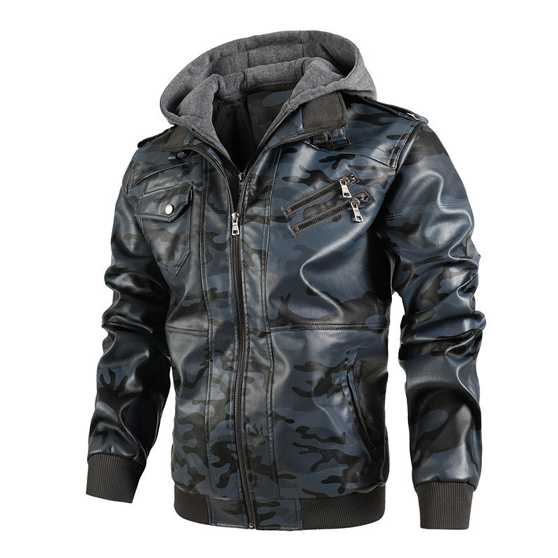 Herren Modische Kunstlederjacke im Military-Stil Echo Archiv