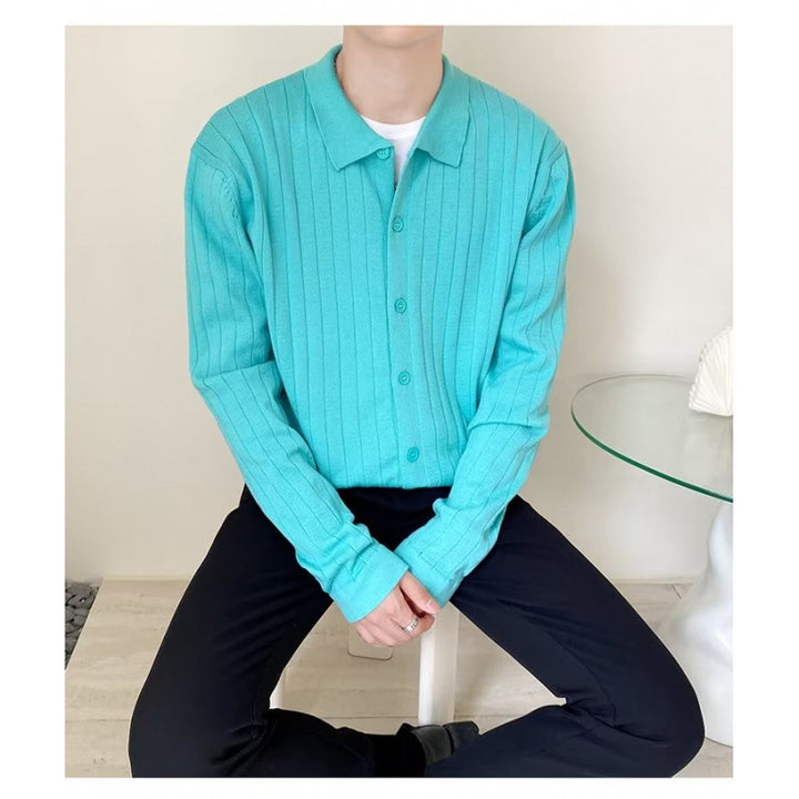 Herren Elegantes Langarm-Polohemd mit Struktur – Cavello