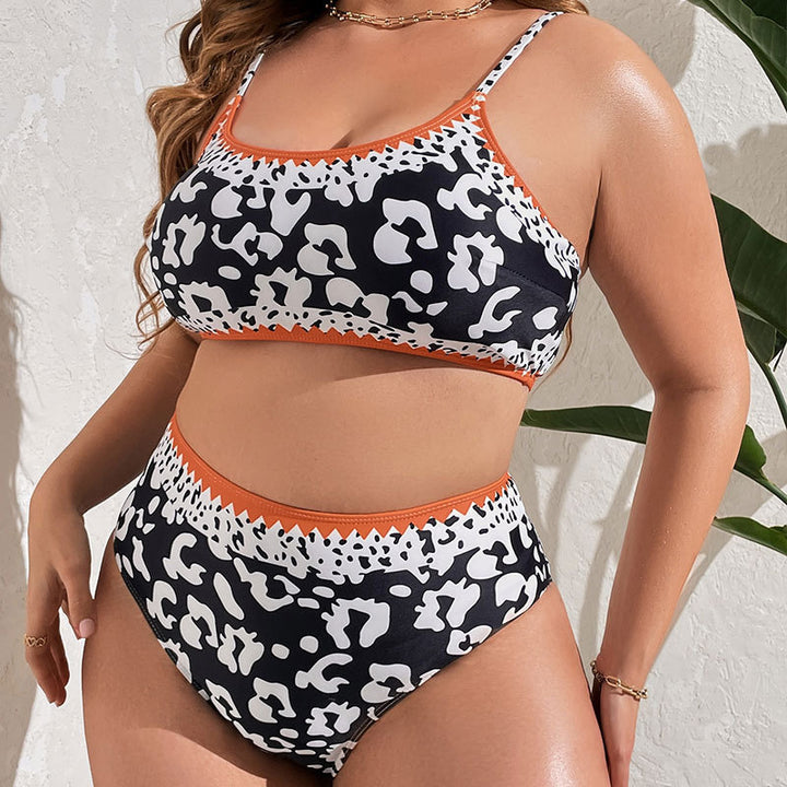 Damen Hochtaillierter Bikini mit animalischem Muster und sportlichem Design Echo Archiv