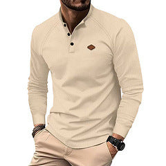 Herren Langarm-Henley-Shirt mit strukturiertem Stoff und modischen Knöpfen Echoarchiv