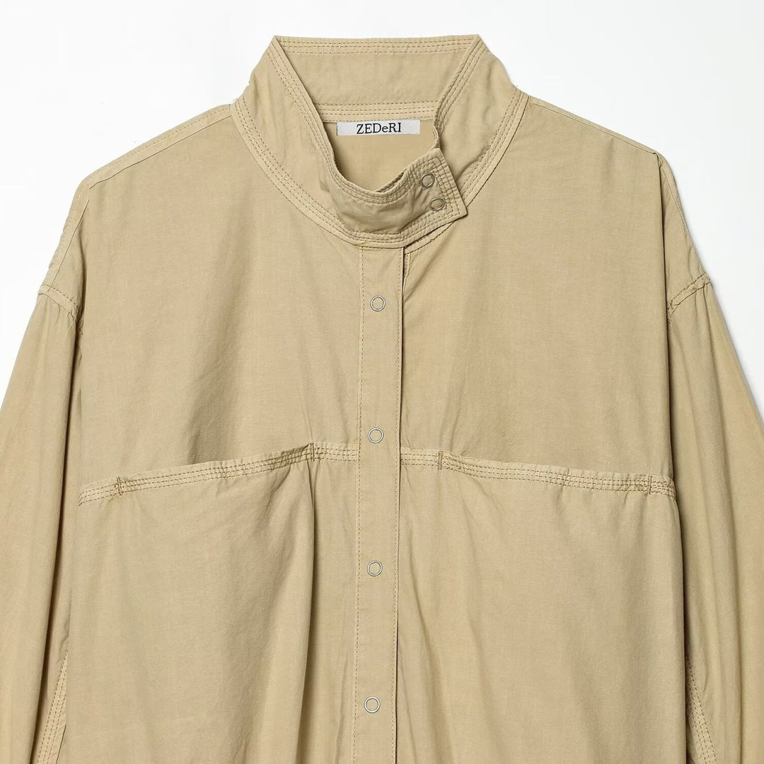 Damen Cropped Bomberjacke mit Stehkragen, Druckknopfleiste und gerafften Ärmeln Echo Archiv