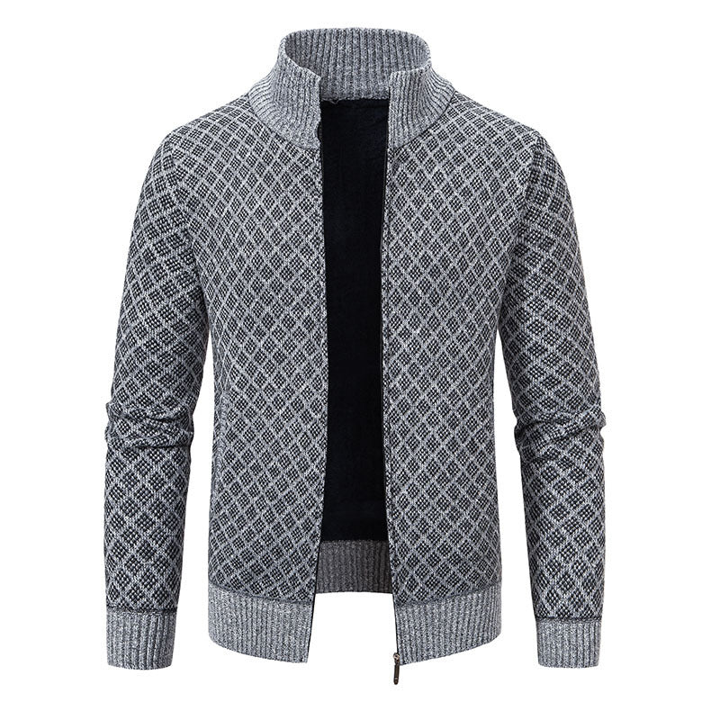 Herren Strickjacke mit modernem Zipper und hochwertigem Muster Echoarchiv