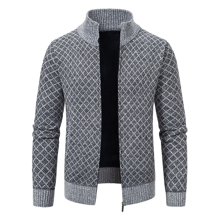 Herren Strickjacke mit modernem Zipper und hochwertigem Muster Echoarchiv