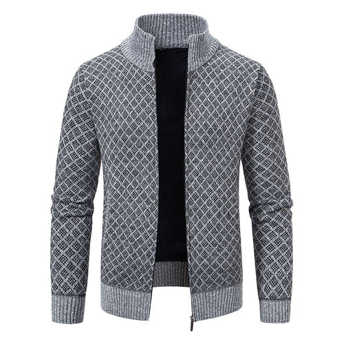Herren Strickjacke mit modernem Zipper und hochwertigem Muster Echoarchiv