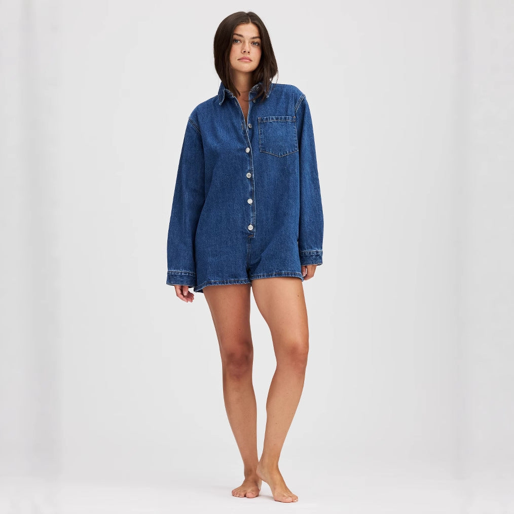 Damen Jeans-Overall mit Kurzarm und praktischen Taschen Echo Archiv