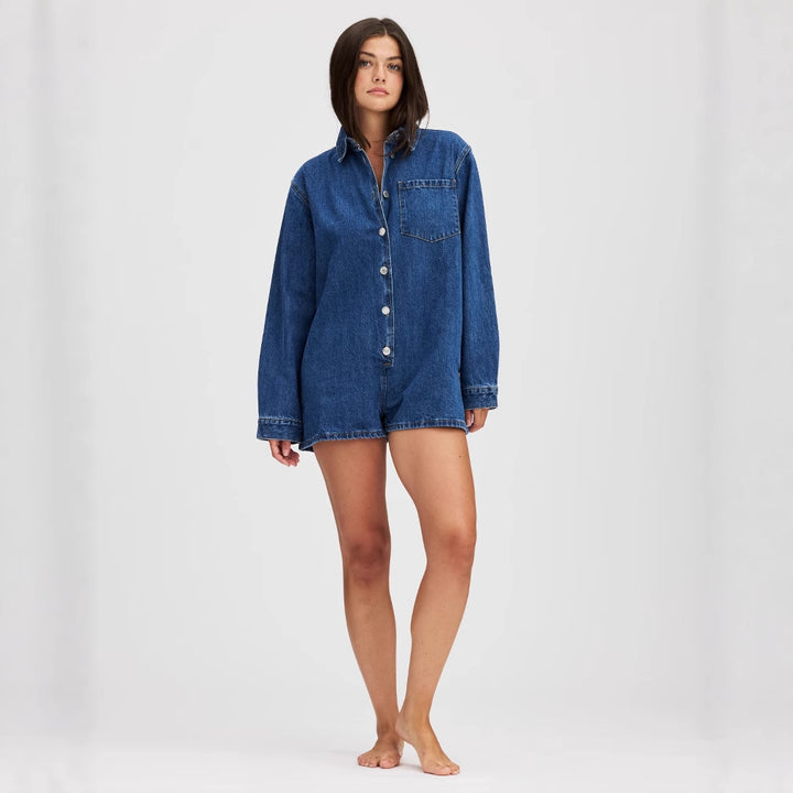 Damen Jeans-Overall mit Kurzarm und praktischen Taschen Echo Archiv