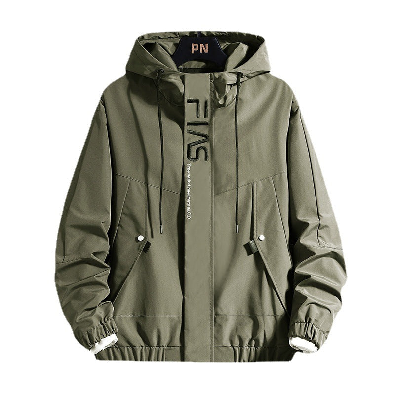 Herren Kapuzen-Utility-Fieldjacke mit verdeckter Zip-Front und verstellbarem Kordelzug – Taviero