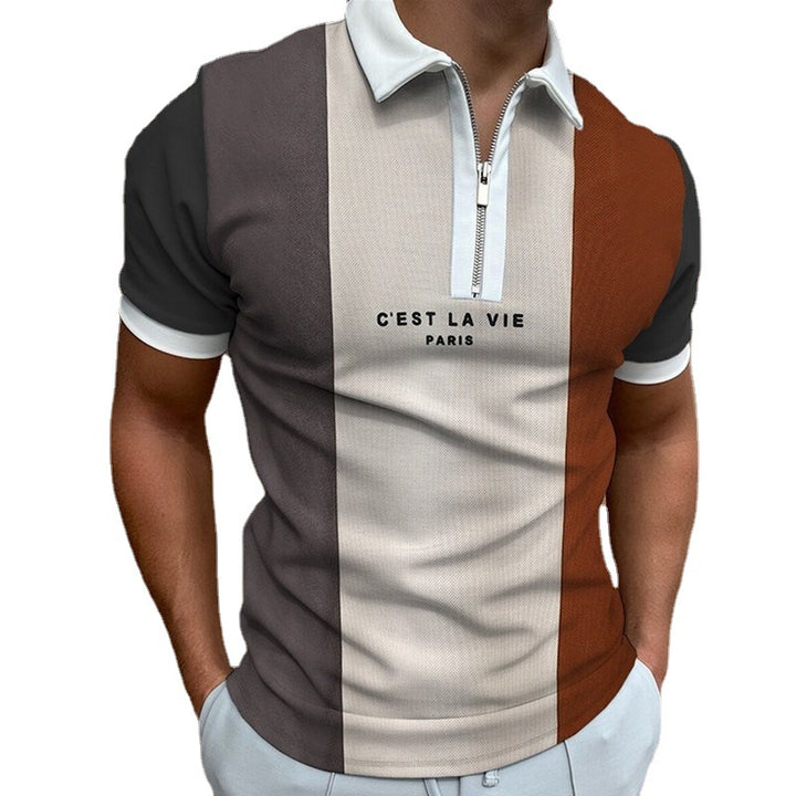 Herren Polohemd mit modernem Reißverschlussdesign Echoarchiv
