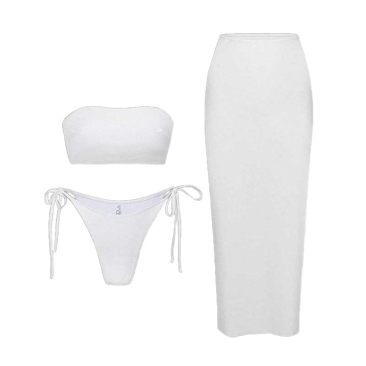 Damen Bikini-Set mit elegantem Bandeau-Oberteil und verspieltem Maxirock Echo Archiv