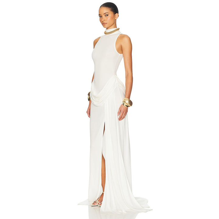 Damen Maxikleid mit figurbetontem Schnitt und elegantem Drapierungselement Echo Archiv