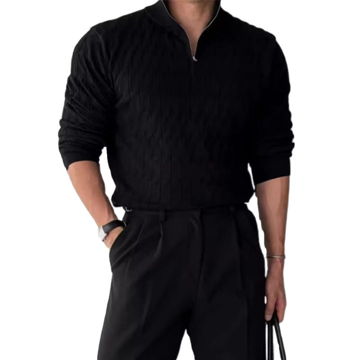 Herren Grobstrickpullover mit Stehkragen und Reißverschluss Echo Archiv