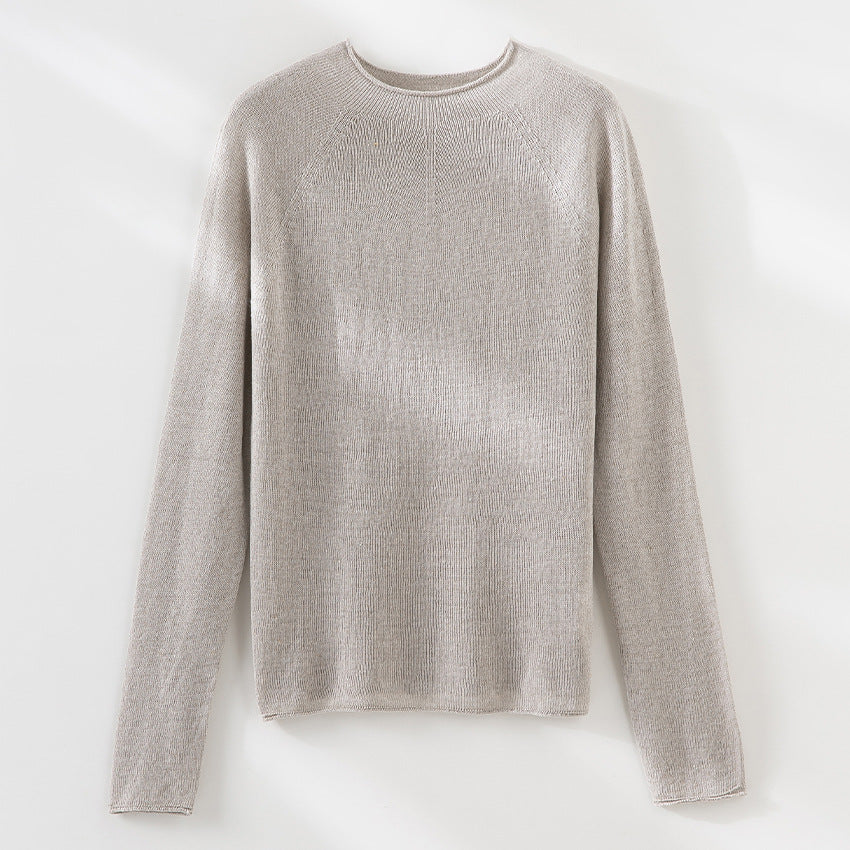 Damen Feiner leichtgewichtiger Rundhals-Feinstrickpullover mit Raglanärmeln Echoarchiv