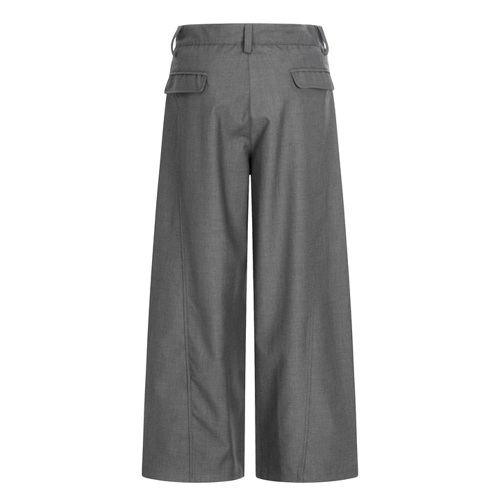 Damen Weite Culotte-Hose mit Bundfalten, hoher Taille und aufgesetzten Taschen Echoarchiv