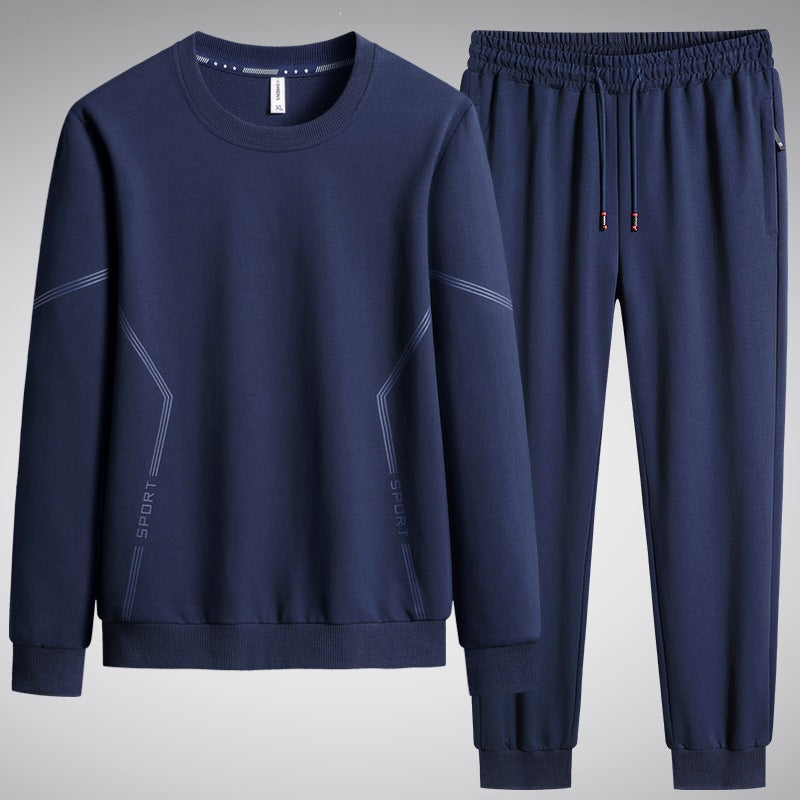 Herren Sportliches Freizeit-Jogginganzug-Set aus atmungsaktivem Funktionsfleece mit Rundhalsausschnitt & Kordelbund Echoarchiv