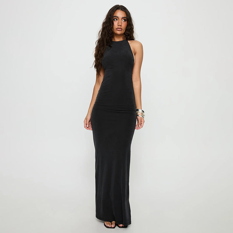 Damen elegantes Maxikleid mit haltem Ausschnitt und figurbetontem Schnitt Echo Archiv