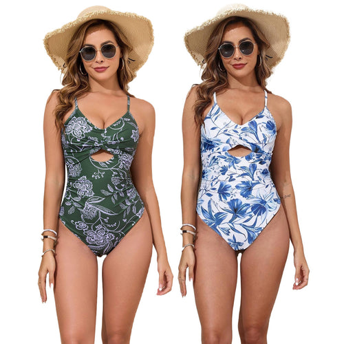 Damen Eleganter Einteiler Badeanzug mit floralem Design Echo Archiv