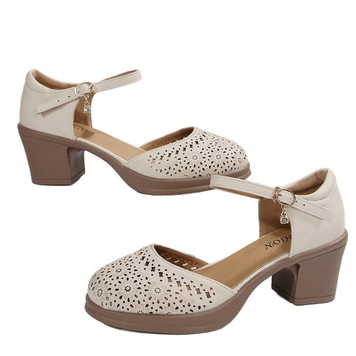 Damen Mary-Jane Pumps mit mittelhohem Blockabsatz, perforiertem Obermaterial und gepolstertem Komfortfußbett – Lioré