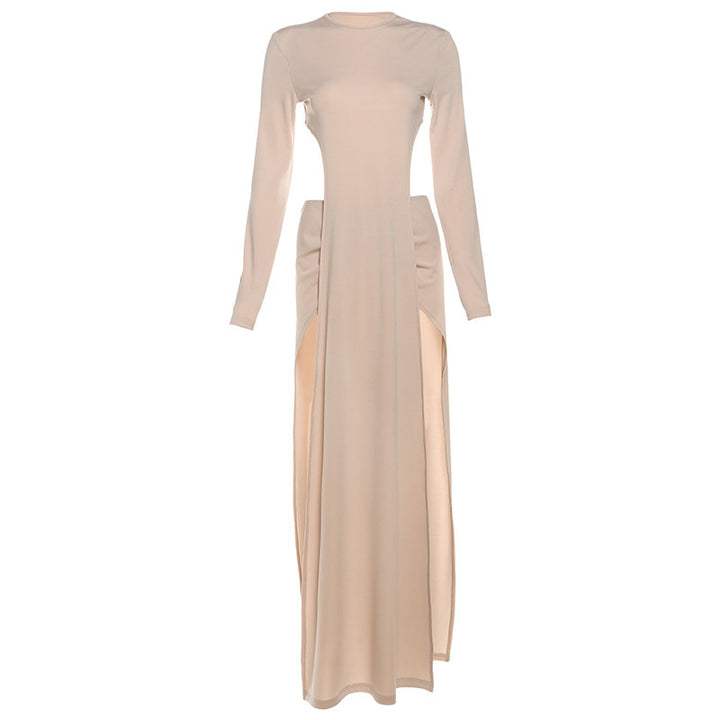 Damen Elegantes Maxikleid mit raffinierten Seitenschlitzen und langen Ärmeln Echo Archiv