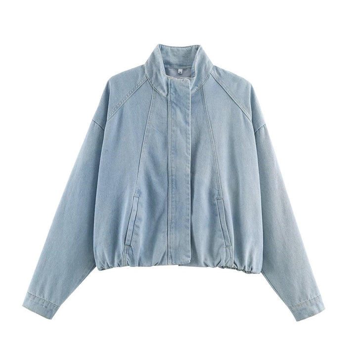Damen Kurzjacke aus leichter Denim‑Qualität mit Raglanärmeln und verdeckter Verschlussleiste Echoarchiv