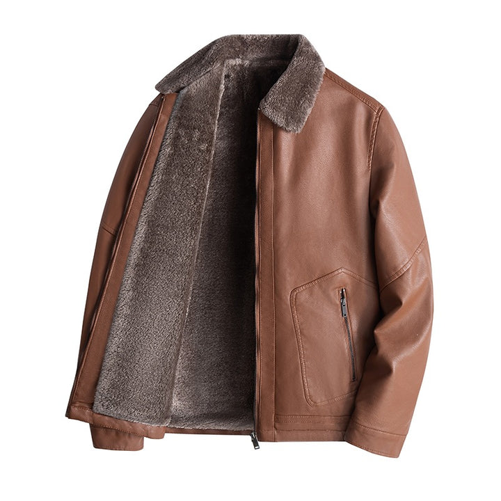 Herren Lässige Kunstlederjacke mit Teddyfutter Echo Archiv