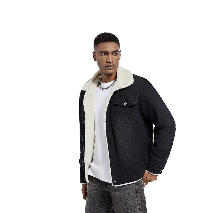Herren Geprägte Jeansjacke mit Fleece-Innenfutter Echo Archiv