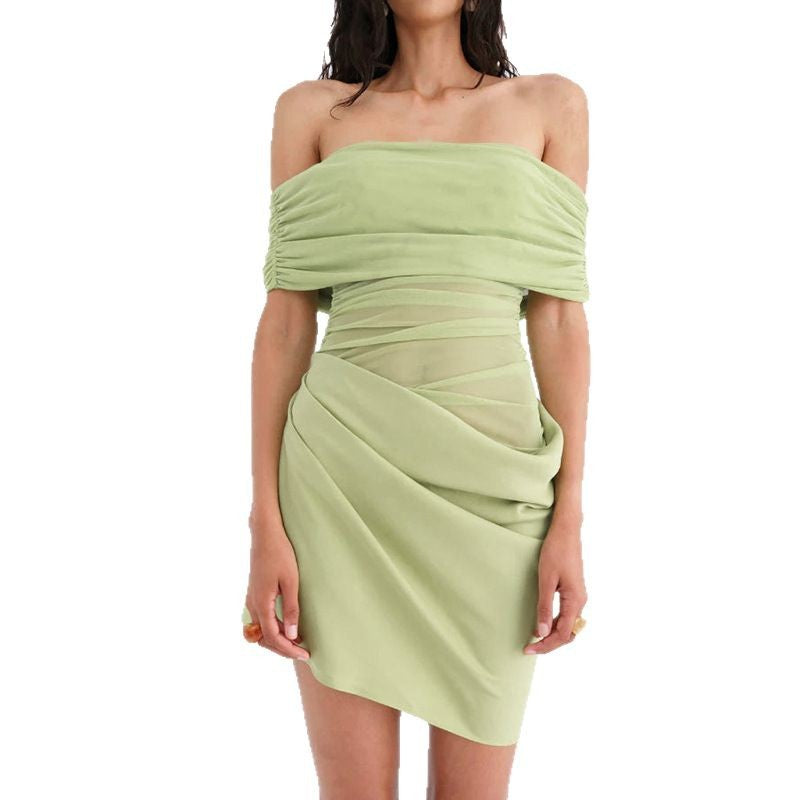 Damen Off-Shoulder Minikleid mit Rüschendetails und figurformender Drapierung Echo Archiv
