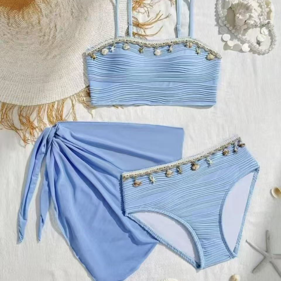 Damen Bikini-Set mit hoch taillierter Hose und modischem Rüschendesign Echo Archiv