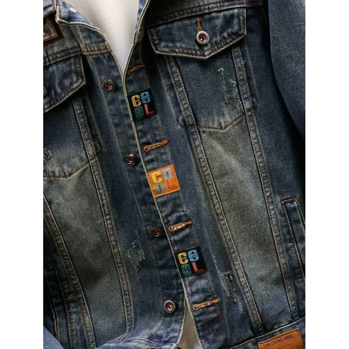 Herren Modische Denimjacke mit gestickten Details Echo Archiv