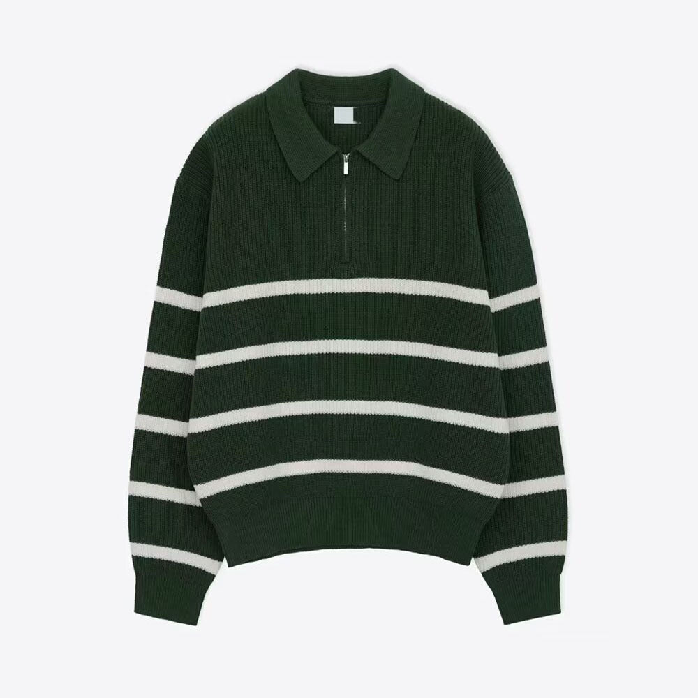 Herren Modischer Kurzarm Pullover mit Streifen Echoarchiv