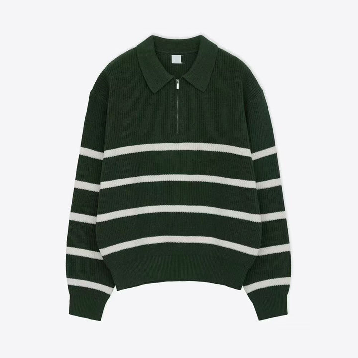 Herren Modischer Kurzarm Pullover mit Streifen Echoarchiv