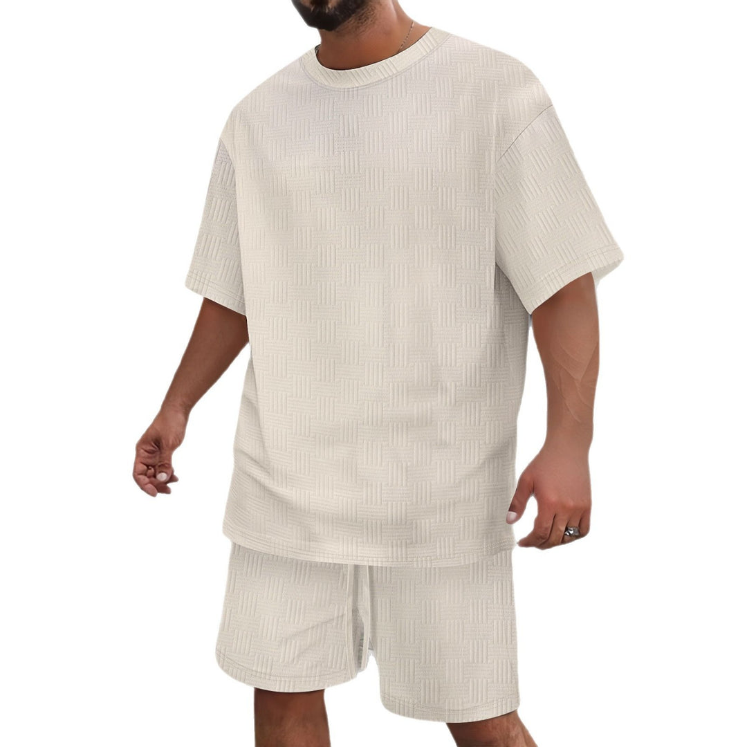 Herren Freizeit-Shorts- und T-Shirt-Set mit modernem Muster Echoarchiv