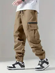 Herren Twill-Cargo-Jogginghose mit Reißverschluss-Beintasche & Tunnelzugbund Echo Archiv