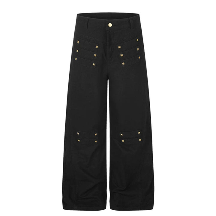 Damen Weite High‑Waist Culotte‑Jeans im Utility‑Look mit Zierlaschen und Metallnieten Echoarchiv