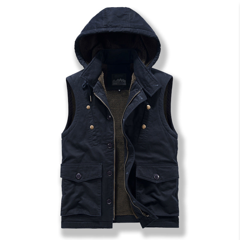 Herren wattierte Utility-Weste mit Teddyfutter und Kapuze Echo Archiv