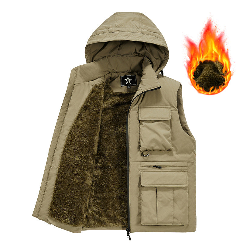 Herren Multifunktionale Outdoorweste mit Kapuze und wärmendem Fleecefutter – Marzano