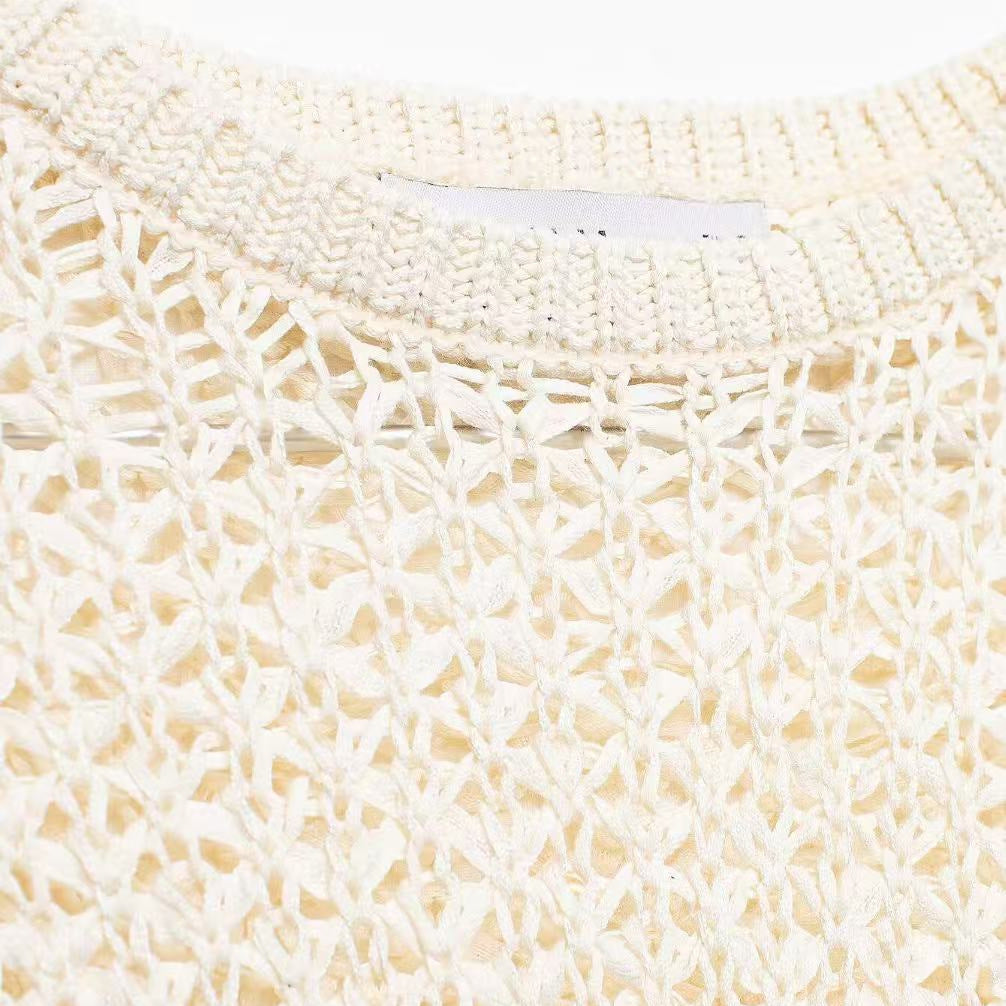 Damen Häkelpullover mit Volantärmeln und Ajourstruktur Echoarchiv
