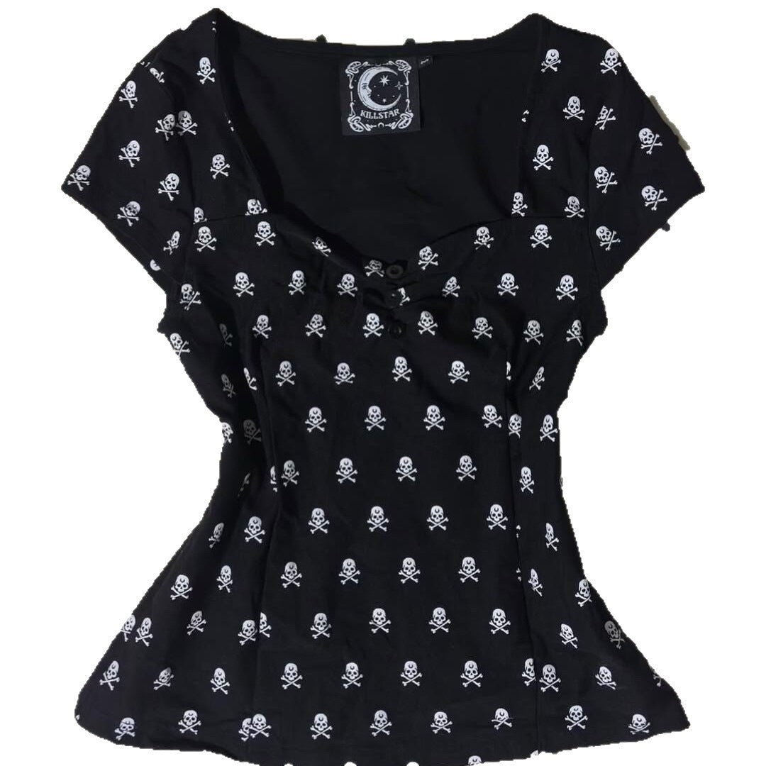 Damen Baumwollshirt mit Totenkopf-Muster Echo Archiv