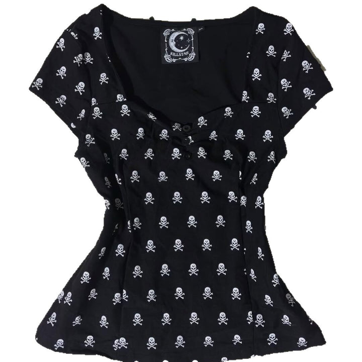 Damen Baumwollshirt mit Totenkopf-Muster Echo Archiv