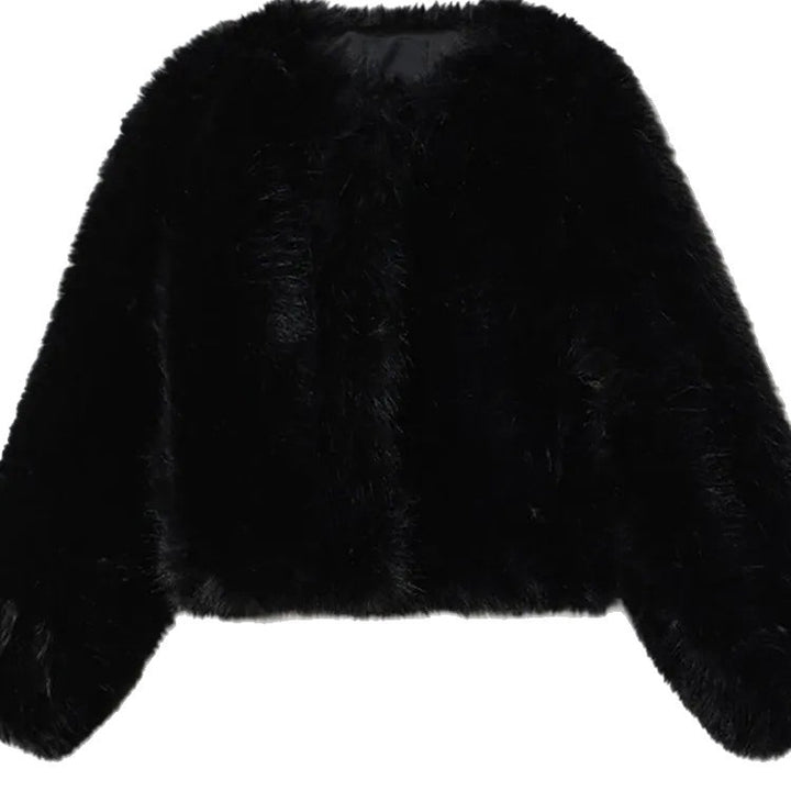 Damen Kurzer Boxy-Blouson aus dichtem hochflorigem Kunstpelz mit kastiger Silhouette Echo Archiv