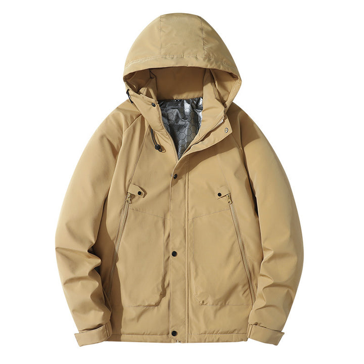 Herren Leichte Kapuzenjacke aus Softshell mit Thermofutter und minimalistischen Reißverschlusstaschen Echo Archiv