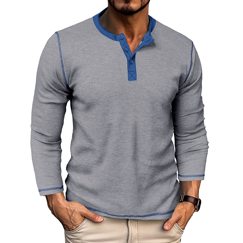 Herren Langarm-Henley-Shirt mit modernem Design Echoarchiv
