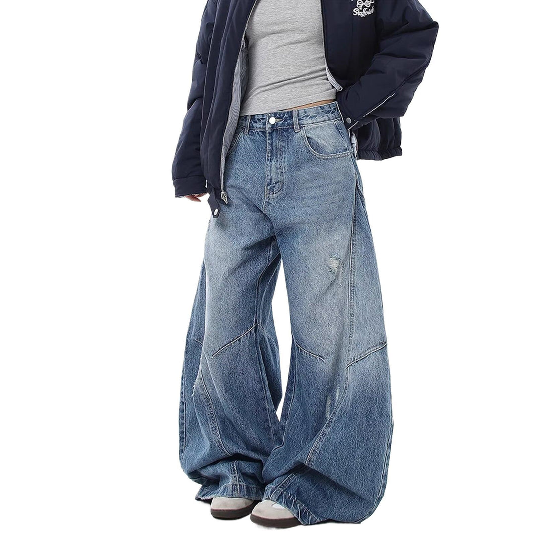 Damen Weitgeschnittene Denim-Hose mit Rissen Echo Archiv