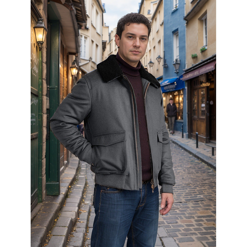 Herren lässige und warme Jacke mit Sherpa-Kragen Echoarchiv