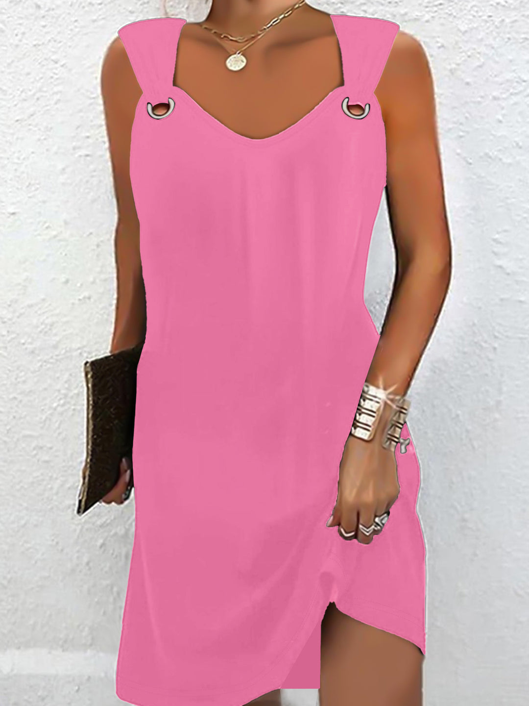 Damen minimalistisch gestaltetes Kleid mit schulterfreien Riemen und seitlichem Schlitz Echo Archiv